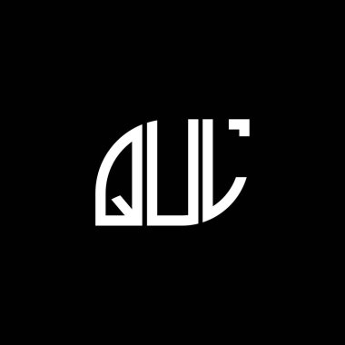 Siyah arkaplan üzerine QUL harf logosu tasarımı. QUL yaratıcı harflerin baş harfleri logo kavramı. QUL vektör tasarımı.