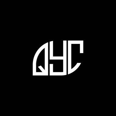 Siyah arkaplan üzerine QYC harf logosu tasarımı. QYC yaratıcı harflerin baş harfleri logo kavramı. QYC vektör harf tasarımı..