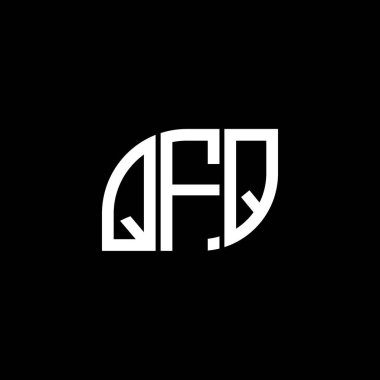 QFQ harfi logo tasarımı siyah arkaplan üzerine. QFQ yaratıcı harflerin baş harfleri logo kavramı. QFQ harf tasarımı.
