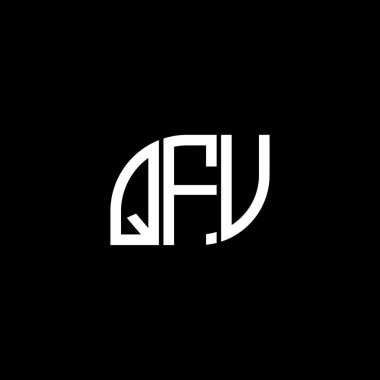 QFV harf logo tasarımı siyah arka planda. QFV yaratıcı harflerin baş harfleri logo kavramı. QFV harf tasarımı.