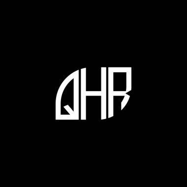 Siyah arka planda QHR harf logosu tasarımı. QHR yaratıcı harflerin baş harfleri logo kavramı. QHR harf tasarımı.