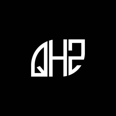 QHZ harf logo tasarımı siyah arkaplan üzerine. QHZ yaratıcı harf logosu konsepti. QHZ harf tasarımı.