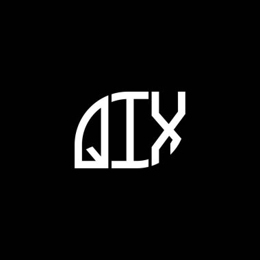 QIX harfi logo tasarımı siyah arkaplan üzerine. QIX yaratıcı harflerin baş harfleri logo kavramı. QIX harf tasarımı.