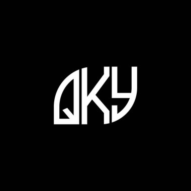 Siyah arkaplanda QKY harf logosu tasarımı. QKY yaratıcı harflerin baş harfleri logo kavramı. QKY harf tasarımı.