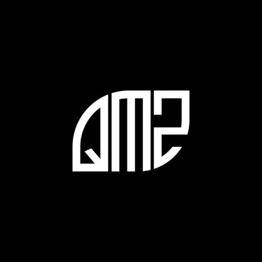 QMZ harfi logo tasarımı siyah arkaplan üzerine. QMZ yaratıcı harf logosu konsepti. QMZ harf tasarımı.