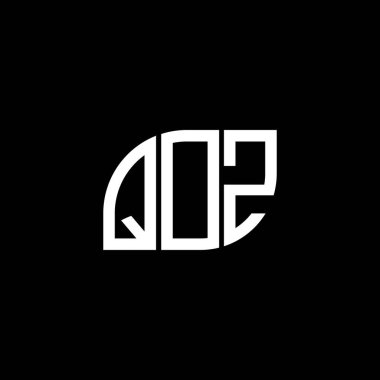 QOZ harfi logo tasarımı siyah arkaplan üzerine. QOZ yaratıcı harflerin baş harfleri logo kavramı. QOZ harf tasarımı.