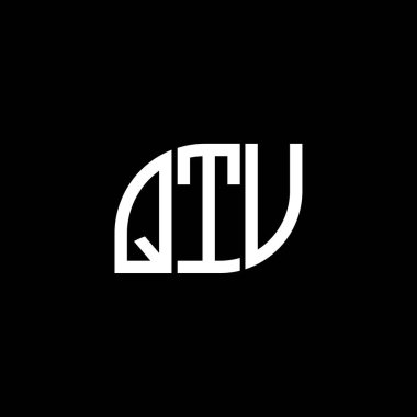 Siyah arkaplanda QTV harf logosu tasarımı. QTV yaratıcı harflerin baş harfleri logo kavramı. QTV harf tasarımı.