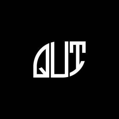 Siyah arka planda QUT harf logosu tasarımı. Hızlı yaratıcı harflerin baş harfleri logo konsepti. QUT harf tasarımı.