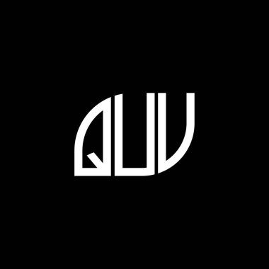 Siyah arkaplanda QUV harf logosu tasarımı. QUV yaratıcı harflerin baş harfleri logo kavramı. QUV harf tasarımı.