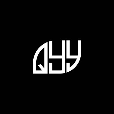 QYY harf logo tasarımı siyah arkaplan üzerine. QYY yaratıcı harflerin baş harfleri logo kavramı. QYY harf tasarımı.