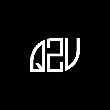 QZV harfi logo tasarımı siyah arkaplan üzerine. QZV yaratıcı harf logosu konsepti. QZV harf tasarımı.