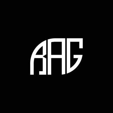 Siyah arka planda RAG harfi logo tasarımı. RAG yaratıcı harflerin baş harfleri logo kavramı. RAG harf tasarımı.