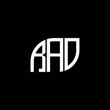 Siyah arka planda RAO harf logosu tasarımı. RAO yaratıcı harflerin baş harfleri logo kavramı. RAO harf tasarımı.