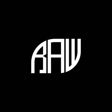 Siyah arka planda RAW harf logosu tasarımı. Ham yaratıcı harflerin baş harfleri logo kavramı. Ham harf tasarımı.