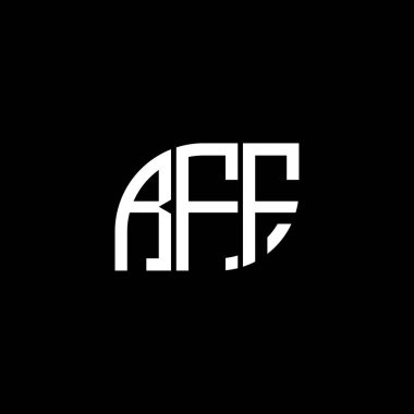 Siyah arkaplanda RFF harf logosu tasarımı. RFF yaratıcı harflerin baş harfleri logo kavramı. RFF harf tasarımı.