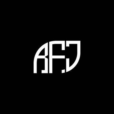 Siyah arka planda RFJ harf logosu tasarımı. RFJ yaratıcı harflerin baş harfleri logo kavramı. RFJ harf tasarımı.
