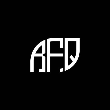 Siyah arka planda RFQ harf logosu tasarımı. RFQ yaratıcı harflerin baş harfleri logo kavramı. RFQ harf tasarımı.