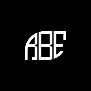 Siyah arka planda RBE harfi logo tasarımı. RBE yaratıcı harflerin baş harfleri logo kavramı. RBE harf tasarımı.