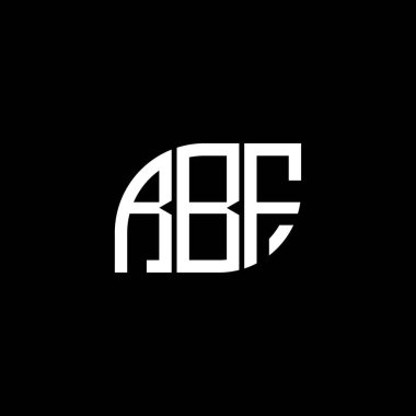 Siyah arkaplanda RBF harf logosu tasarımı. RBF yaratıcı harflerin baş harfleri logo kavramı. RBF harf tasarımı.