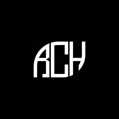 Siyah arka planda RCH harfi logo tasarımı. RCH yaratıcı harflerin baş harfleri logo kavramı. RCH harf tasarımı.