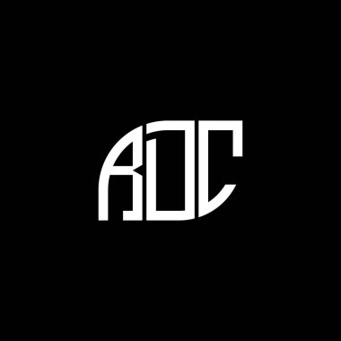 Siyah arka planda RDC harf logosu tasarımı. RDC yaratıcı harflerin baş harfleri logo kavramı. RDC harf tasarımı.