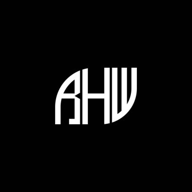Siyah arka planda RHW harf logosu tasarımı. RHW yaratıcı harflerin baş harfleri logo kavramı. RHW harf tasarımı.