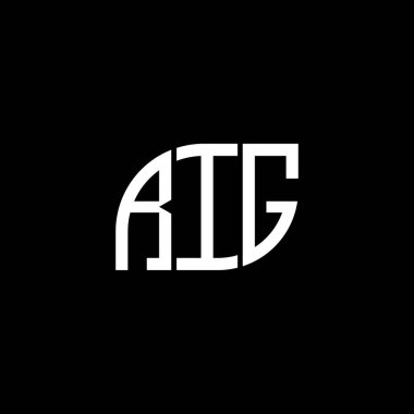 RIG harfi logo tasarımı siyah arka planda. RIG yaratıcı harflerin baş harfleri logo kavramı. RIG harf tasarımı.