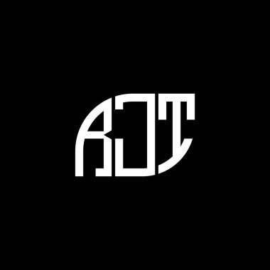 Siyah arkaplanda RJT harf logosu tasarımı. RJT yaratıcı harflerin baş harfleri logo kavramı. RJT harf tasarımı.