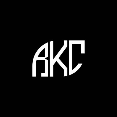 Siyah arkaplanda RKC harf logosu tasarımı. RKC yaratıcı harflerin baş harfleri logo kavramı. RKC harf tasarımı.