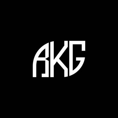Siyah arkaplanda RKG harf logosu tasarımı. RKG yaratıcı harflerin baş harfleri logo kavramı. RKG harf tasarımı.