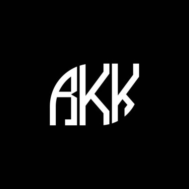 Siyah arkaplanda RKK harf logosu tasarımı. RKK yaratıcı harflerin baş harfleri logo kavramı. RKK harf tasarımı.