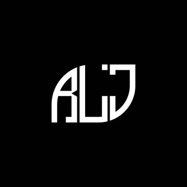 Siyah arka planda RLJ harf logosu tasarımı. RLJ yaratıcı harflerin baş harfleri logo konsepti. RLJ harf tasarımı.