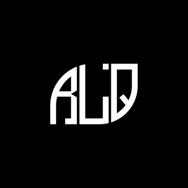Siyah arka planda RLQ harf logosu tasarımı. RLQ yaratıcı harflerin baş harfleri logo kavramı. RLQ harf tasarımı.