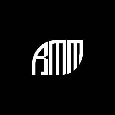 Siyah arkaplanda RMM harf logosu tasarımı. RMM yaratıcı harflerin baş harfleri logo kavramı. RMM harf tasarımı.