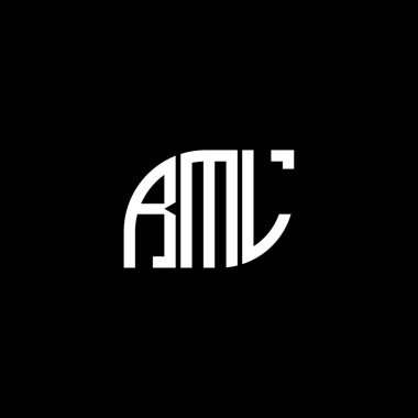 Siyah arkaplanda RML harf logosu tasarımı. RML yaratıcı harflerin baş harfleri logo kavramı. RML harf tasarımı.