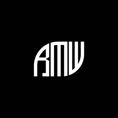 Siyah arka planda RMW harf logosu tasarımı. RMW yaratıcı harflerin baş harfleri logo kavramı. RMW harf tasarımı.