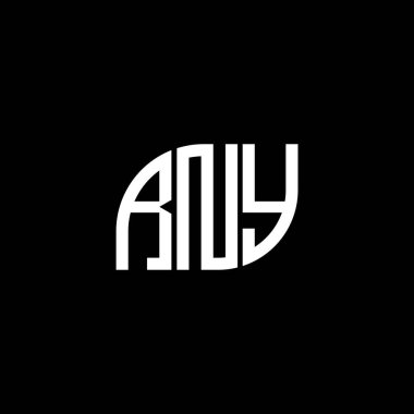 Siyah arka planda RNY harf logosu tasarımı. R.NY yaratıcı harf logosu konsepti. RNY harf tasarımı.