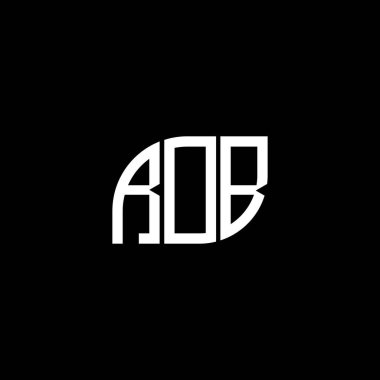 Siyah arka planda ROB harfi logo tasarımı. ROB yaratıcı harflerin baş harfleri logo kavramı. ROB harf tasarımı.