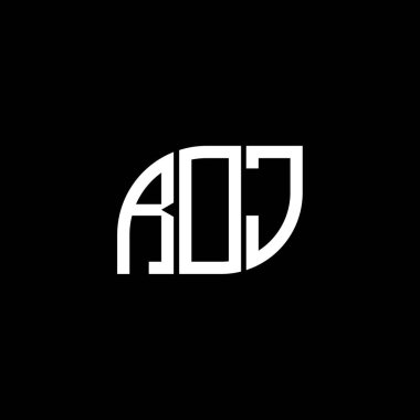 ROJ harfi logo tasarımı siyah arka planda. ROJ yaratıcı harflerin baş harfleri logo kavramı. ROJ harf tasarımı.