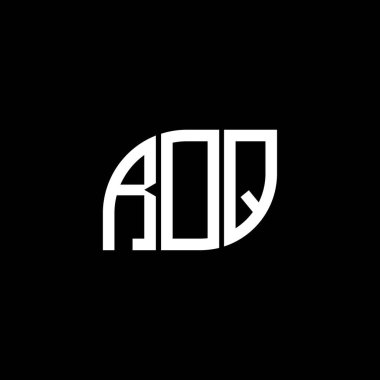 Siyah arka planda ROQ harf logosu tasarımı. ROQ yaratıcı harflerin baş harfleri logo kavramı. ROQ harf tasarımı.