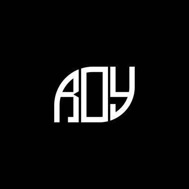Siyah arka planda ROY harf logosu tasarımı. ROY yaratıcı harflerin baş harfleri logo kavramı. ROY harf tasarımı.