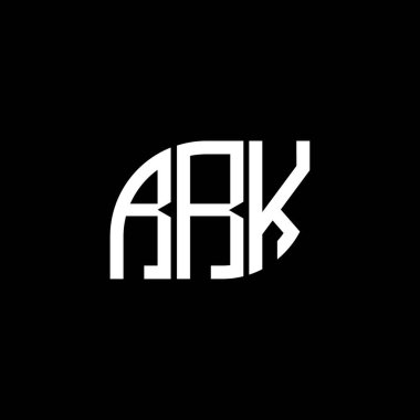 Siyah arka planda RRK harf logosu tasarımı. RRK yaratıcı harflerin baş harfleri logo kavramı. RRK harf tasarımı.