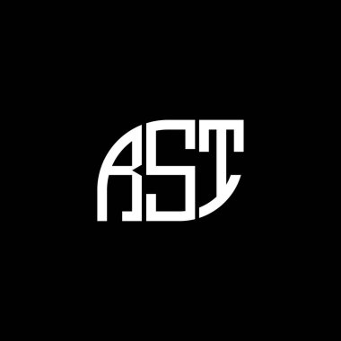 Siyah arka planda RST harfi logo tasarımı. RST yaratıcı harflerin baş harfleri logo kavramı. RST harf tasarımı.