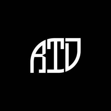 Siyah arka planda RTD harf logosu tasarımı. RTD yaratıcı harflerin baş harfleri logo kavramı. RTD harf tasarımı.