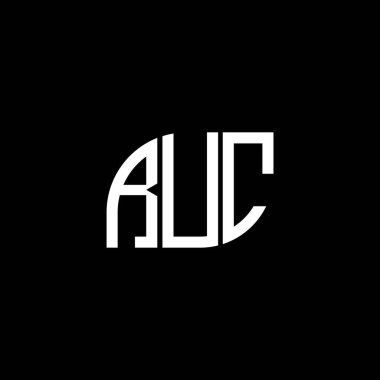 Siyah arka planda RUC harf logosu tasarımı. RUC yaratıcı harflerin baş harfleri logo kavramı. RUC harf tasarımı.
