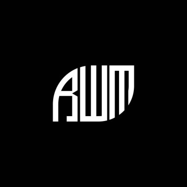 Siyah arka planda RWM harf logosu tasarımı. RWM yaratıcı harflerin baş harfleri logo kavramı. RWM harf tasarımı.