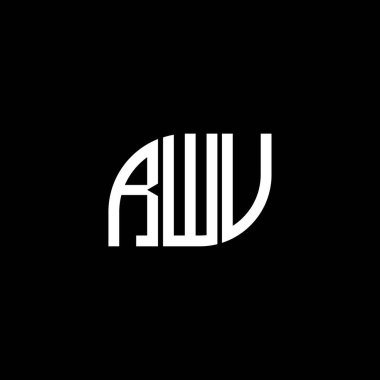 Siyah arka planda RWV harf logosu tasarımı. RWV yaratıcı harflerin baş harfleri logo kavramı. RWV harf tasarımı.