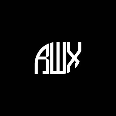 Siyah arka planda RWX harf logosu tasarımı. RWX yaratıcı harflerin baş harfleri logo kavramı. RWX harf tasarımı.
