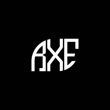 Siyah arka planda RXE harf logosu tasarımı. RXE yaratıcı harflerin baş harfleri logo kavramı. RXE harf tasarımı.