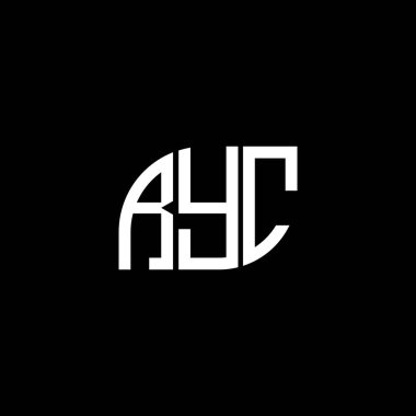 Siyah arka planda RYC harf logosu tasarımı. RYC yaratıcı harflerin baş harfleri logo kavramı. RYC harf tasarımı.